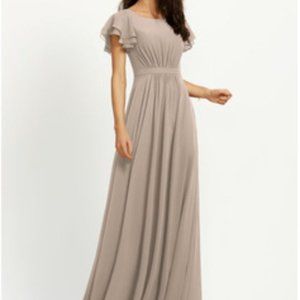 JJ's House Taupe A-Line Scoop Neck Floor-Length Bridesmaid Dress